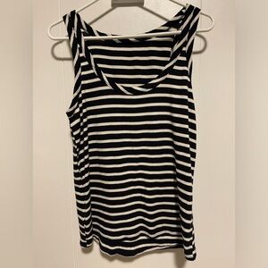 Loft Women’s Navy Blue/White Striped Sleeveless Top SZ L
